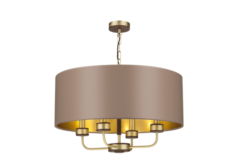 David Hunt Lighting Hunter 4 Light Pendant Brass with Bespoke Shade   HUN0440