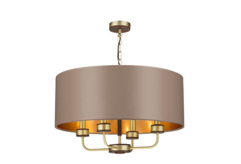 David Hunt Lighting Hunter 4 Light Pendant Brass with Bespoke Shade   HUN0440