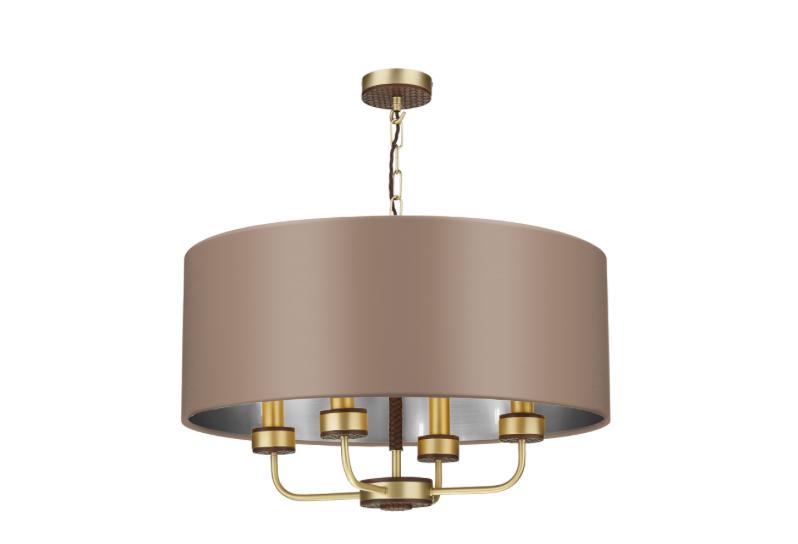 David Hunt Lighting Hunter 4 Light Pendant Brass with Bespoke Shade   HUN0440