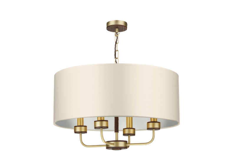 David Hunt Lighting Hunter 4 Light Pendant Brass with Bespoke Shade   HUN0440