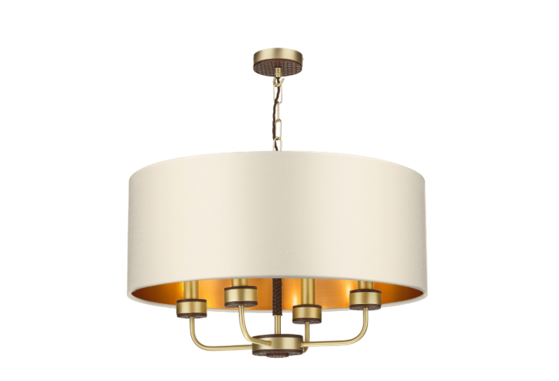 David Hunt Lighting Hunter 4 Light Pendant Brass with Bespoke Shade   HUN0440