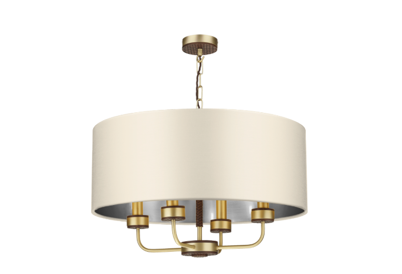 David Hunt Lighting Hunter 4 Light Pendant Brass with Bespoke Shade   HUN0440