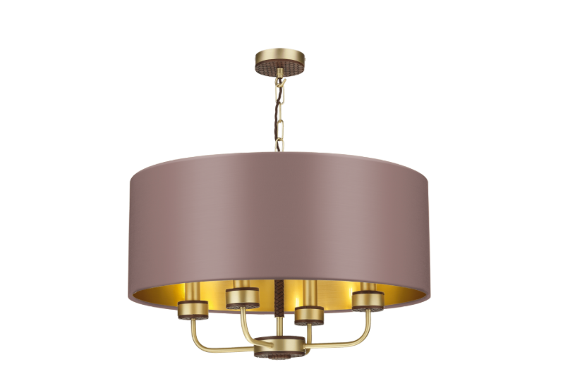 David Hunt Lighting Hunter 4 Light Pendant Brass with Bespoke Shade   HUN0440