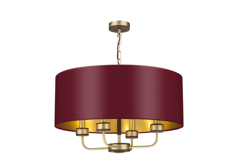 David Hunt Lighting Hunter 4 Light Pendant Brass with Bespoke Shade   HUN0440