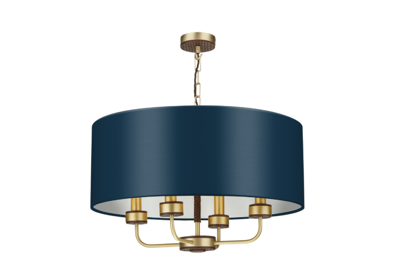 David Hunt Lighting Hunter 4 Light Pendant Brass with Bespoke Shade   HUN0440