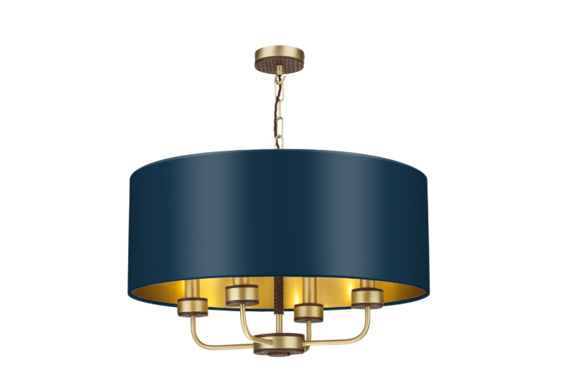 David Hunt Lighting Hunter 4 Light Pendant Brass with Bespoke Shade   HUN0440