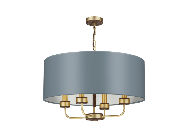 David Hunt Lighting Hunter 4 Light Pendant Brass with Bespoke Shade   HUN0440