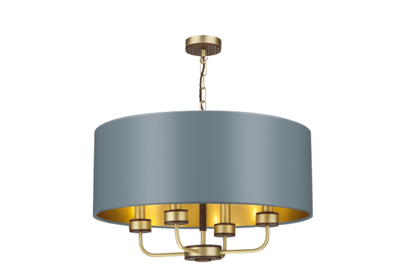 David Hunt Lighting Hunter 4 Light Pendant Brass with Bespoke Shade   HUN0440