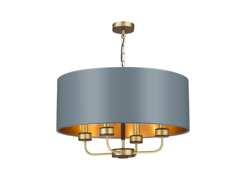 David Hunt Lighting Hunter 4 Light Pendant Brass with Bespoke Shade   HUN0440