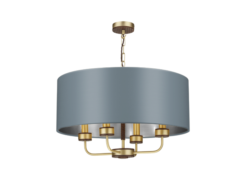 David Hunt Lighting Hunter 4 Light Pendant Brass with Bespoke Shade   HUN0440