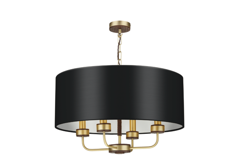 David Hunt Lighting Hunter 4 Light Pendant Brass with Bespoke Shade   HUN0440