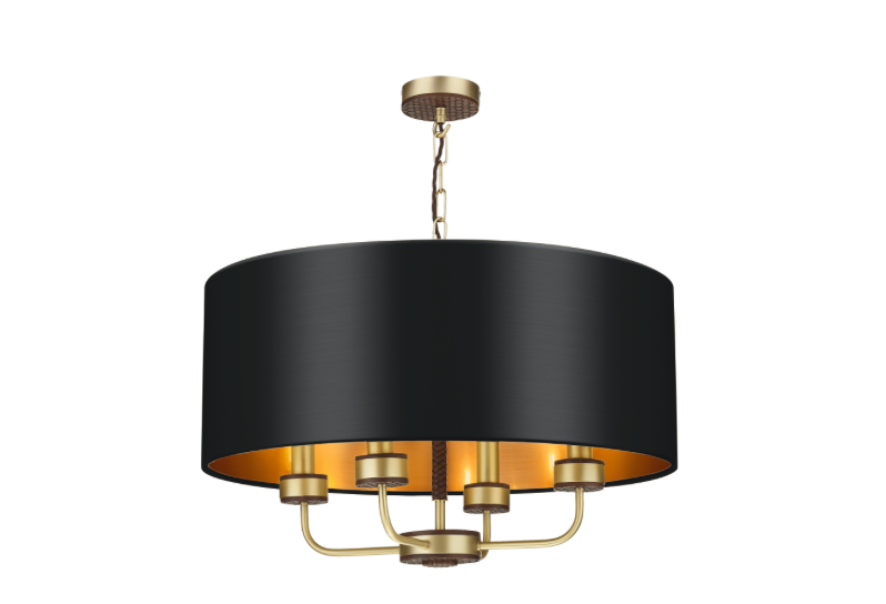 David Hunt Lighting Hunter 4 Light Pendant Brass with Bespoke Shade   HUN0440