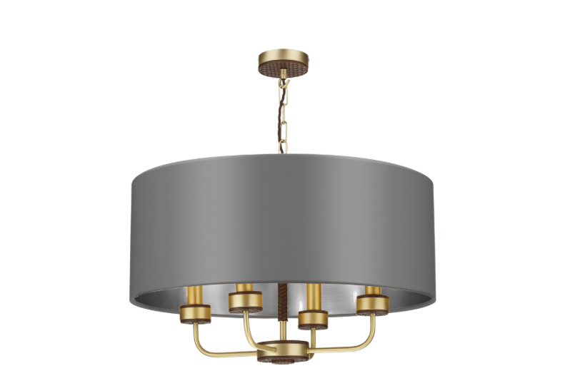 David Hunt Lighting Hunter 4 Light Pendant Brass with Bespoke Shade   HUN0440