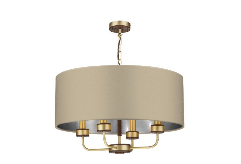 David Hunt Lighting Hunter 4 Light Pendant Brass with Bespoke Shade   HUN0440