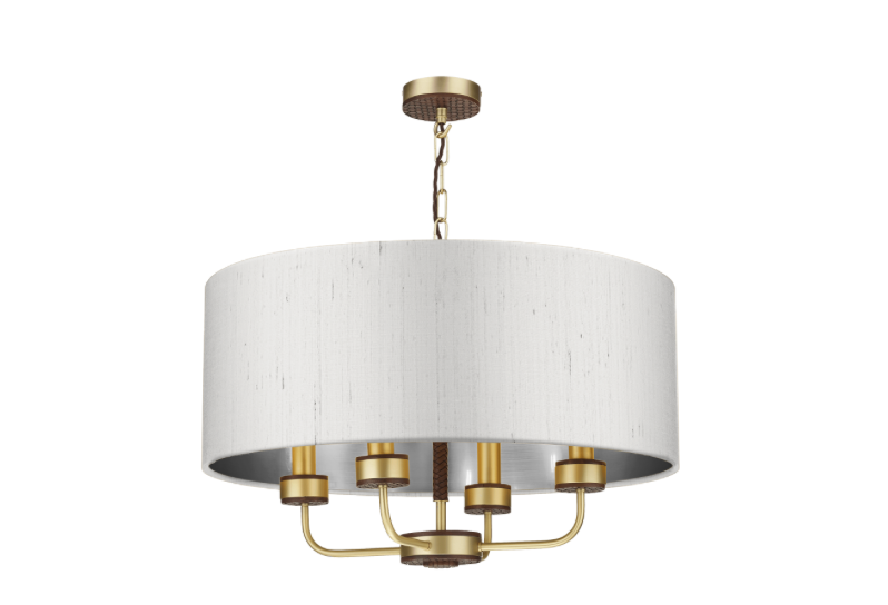 David Hunt Lighting Hunter 4 Light Pendant Brass with Bespoke Shade   HUN0440