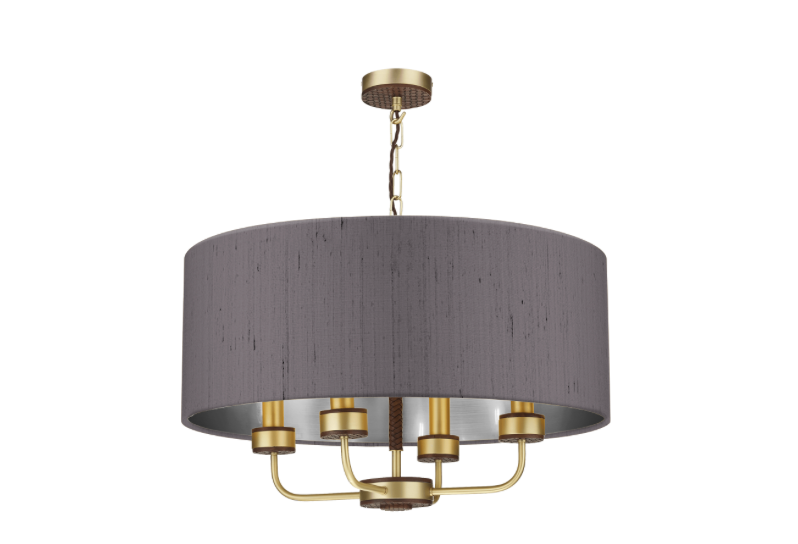 David Hunt Lighting Hunter 4 Light Pendant Brass with Bespoke Shade   HUN0440