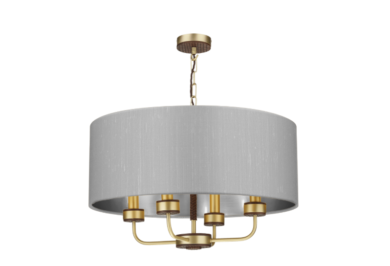 David Hunt Lighting Hunter 4 Light Pendant Brass with Bespoke Shade   HUN0440