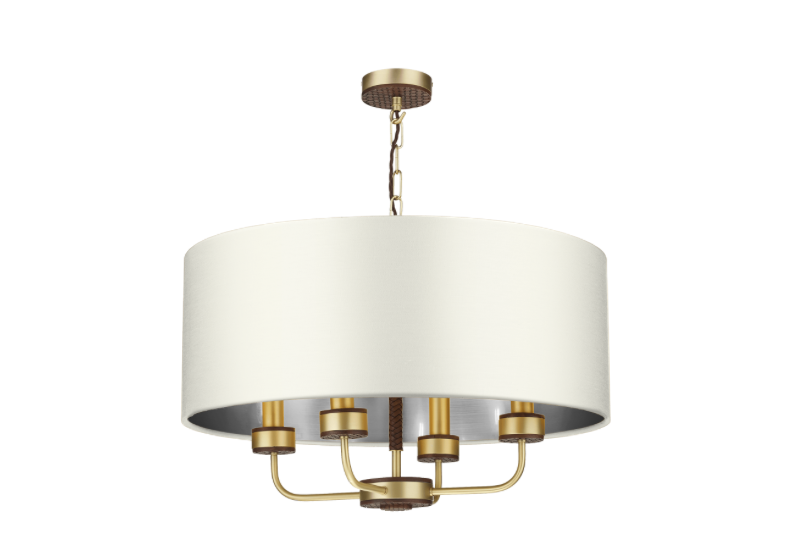 David Hunt Lighting Hunter 4 Light Pendant Brass with Bespoke Shade   HUN0440