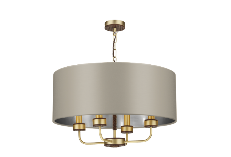 David Hunt Lighting Hunter 4 Light Pendant Brass with Bespoke Shade   HUN0440