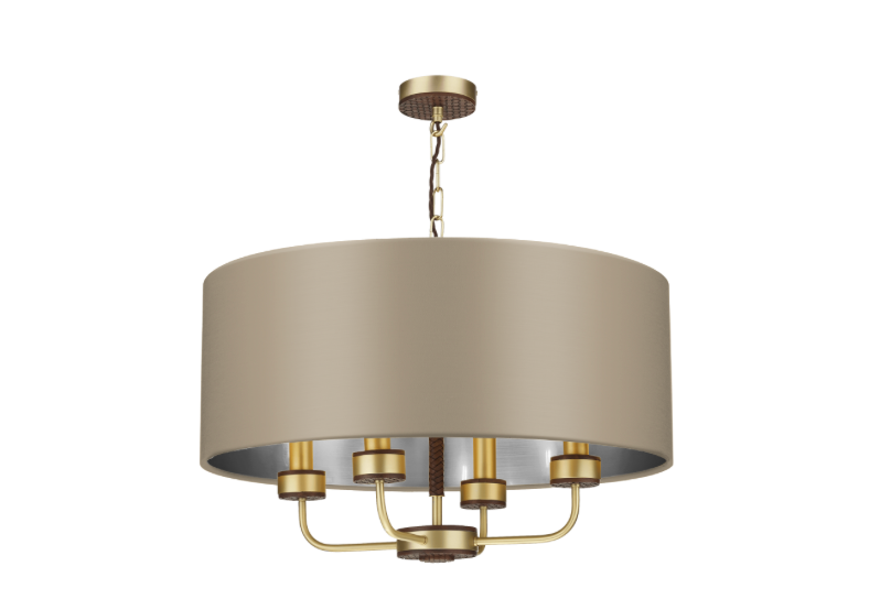 David Hunt Lighting Hunter 4 Light Pendant Brass with Bespoke Shade   HUN0440