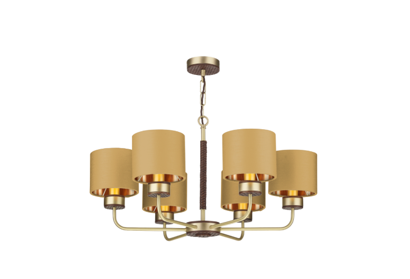 David Hunt Lighting Hunter 6 Lt Pendant Brass with Bespoke Shades   HUN0640