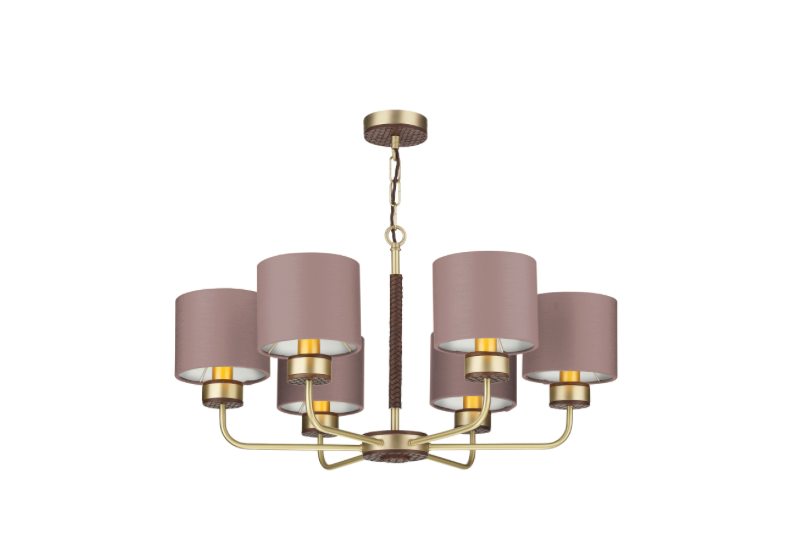 David Hunt Lighting Hunter 6 Lt Pendant Brass with Bespoke Shades   HUN0640