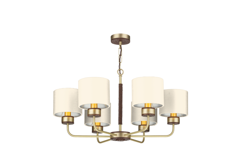 David Hunt Lighting Hunter 6 Lt Pendant Brass with Bespoke Shades   HUN0640