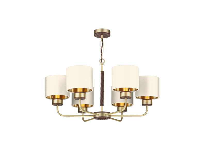 David Hunt Lighting Hunter 6 Lt Pendant Brass with Bespoke Shades   HUN0640