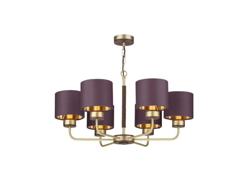 David Hunt Lighting Hunter 6 Lt Pendant Brass with Bespoke Shades   HUN0640