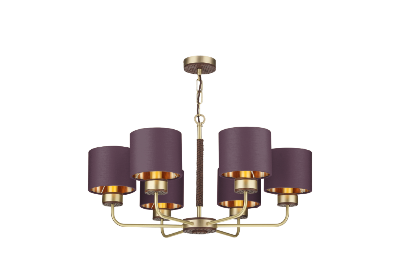 David Hunt Lighting Hunter 6 Lt Pendant Brass with Bespoke Shades   HUN0640