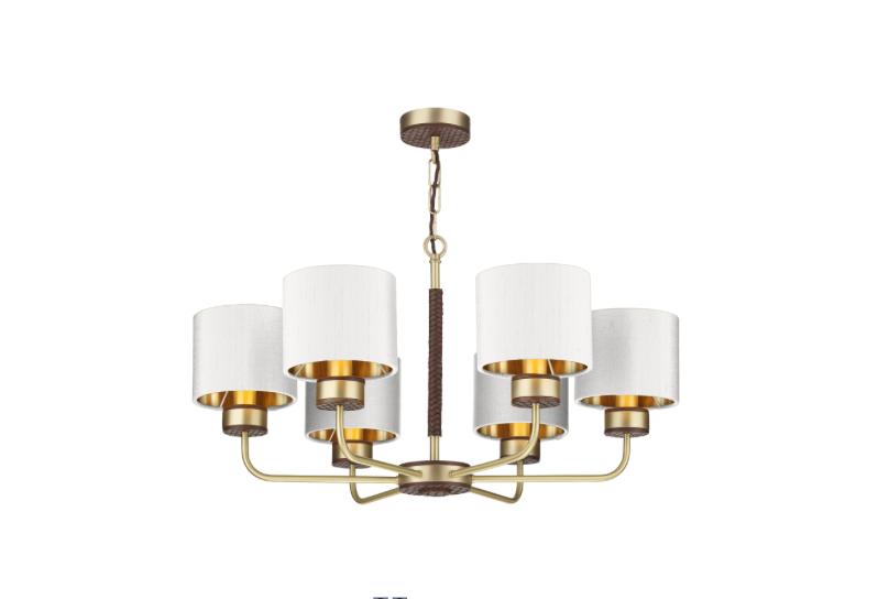 David Hunt Lighting Hunter 6 Lt Pendant Brass with Bespoke Shades   HUN0640