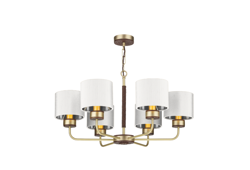 David Hunt Lighting Hunter 6 Lt Pendant Brass with Bespoke Shades   HUN0640