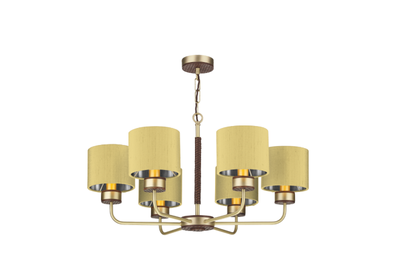 David Hunt Lighting Hunter 6 Lt Pendant Brass with Bespoke Shades   HUN0640