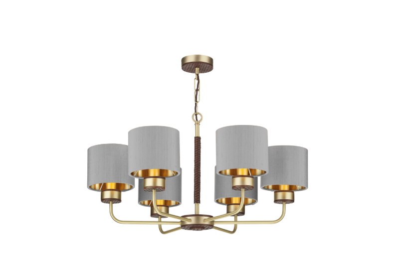 David Hunt Lighting Hunter 6 Lt Pendant Brass with Bespoke Shades   HUN0640