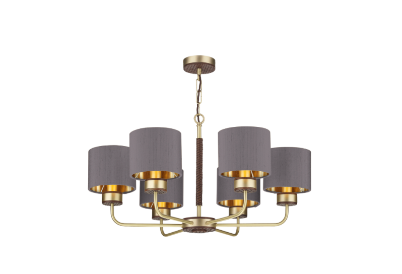 David Hunt Lighting Hunter 6 Lt Pendant Brass with Bespoke Shades   HUN0640