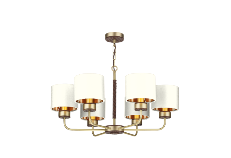 David Hunt Lighting Hunter 6 Lt Pendant Brass with Bespoke Shades   HUN0640