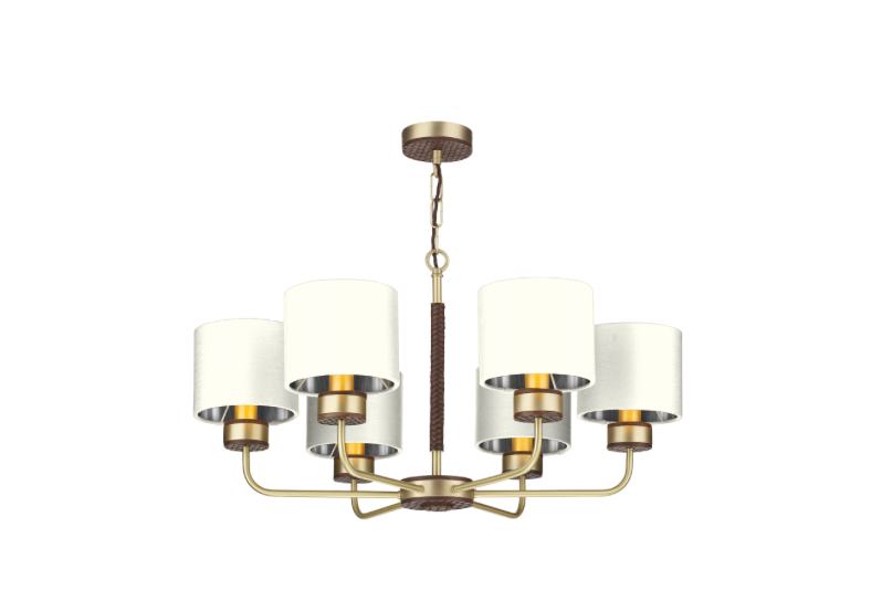 David Hunt Lighting Hunter 6 Lt Pendant Brass with Bespoke Shades   HUN0640