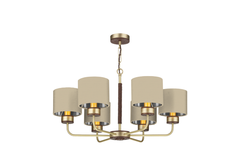 David Hunt Lighting Hunter 6 Lt Pendant Brass with Bespoke Shades   HUN0640