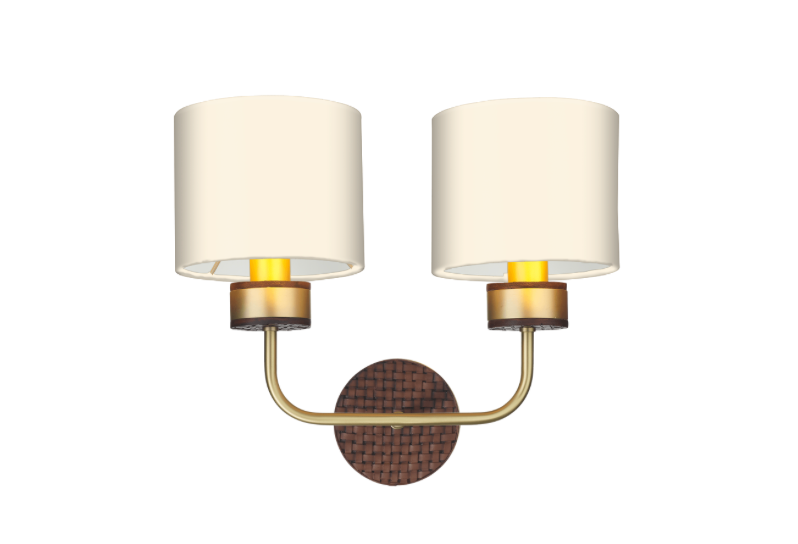 David Hunt Lighting Hunter Double Wall Light Brass with Bespoke Shade   HUN0940