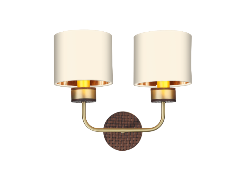 David Hunt Lighting Hunter Double Wall Light Brass with Bespoke Shade   HUN0940