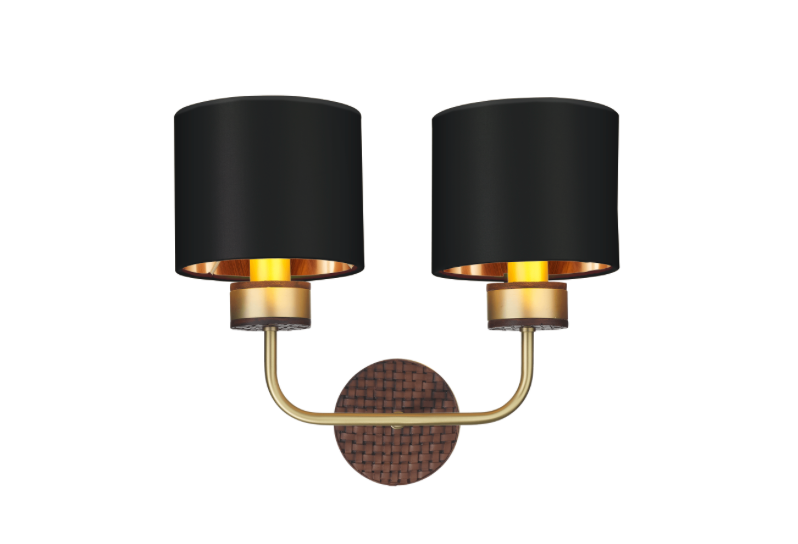 David Hunt Lighting Hunter Double Wall Light Brass with Bespoke Shade   HUN0940