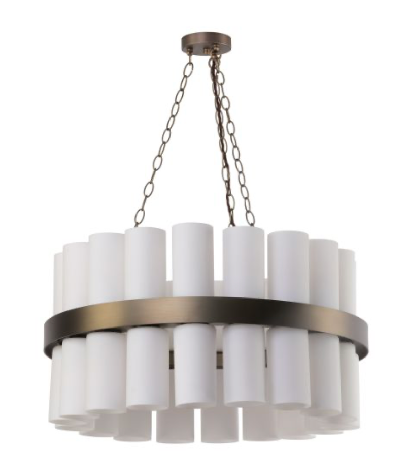 Anais 36 Light Pendant Opal Glass and Antique Brass