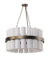 Anais 36 Light Pendant Opal Glass and Antique Brass