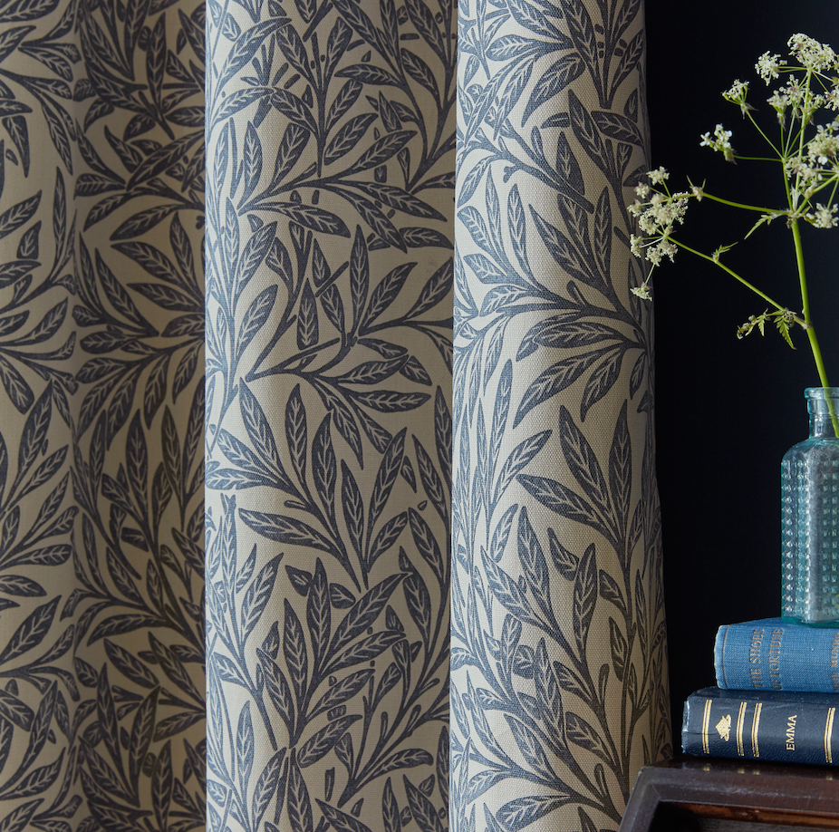 William Morris At Home Original Willow Indigo Blackout Pencil Pleat Curtain