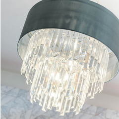 Halle 6 lt Pendant Grey and Crystal HAL0639 Dar Lighting