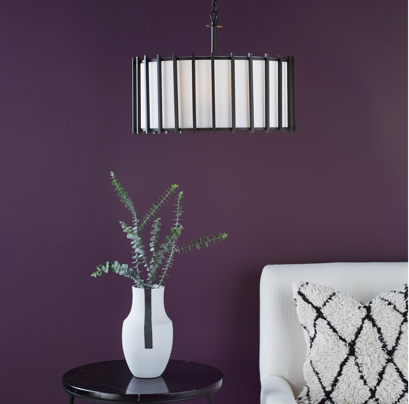 Cagliari 4 Light Pendant Matt Black and Ivory