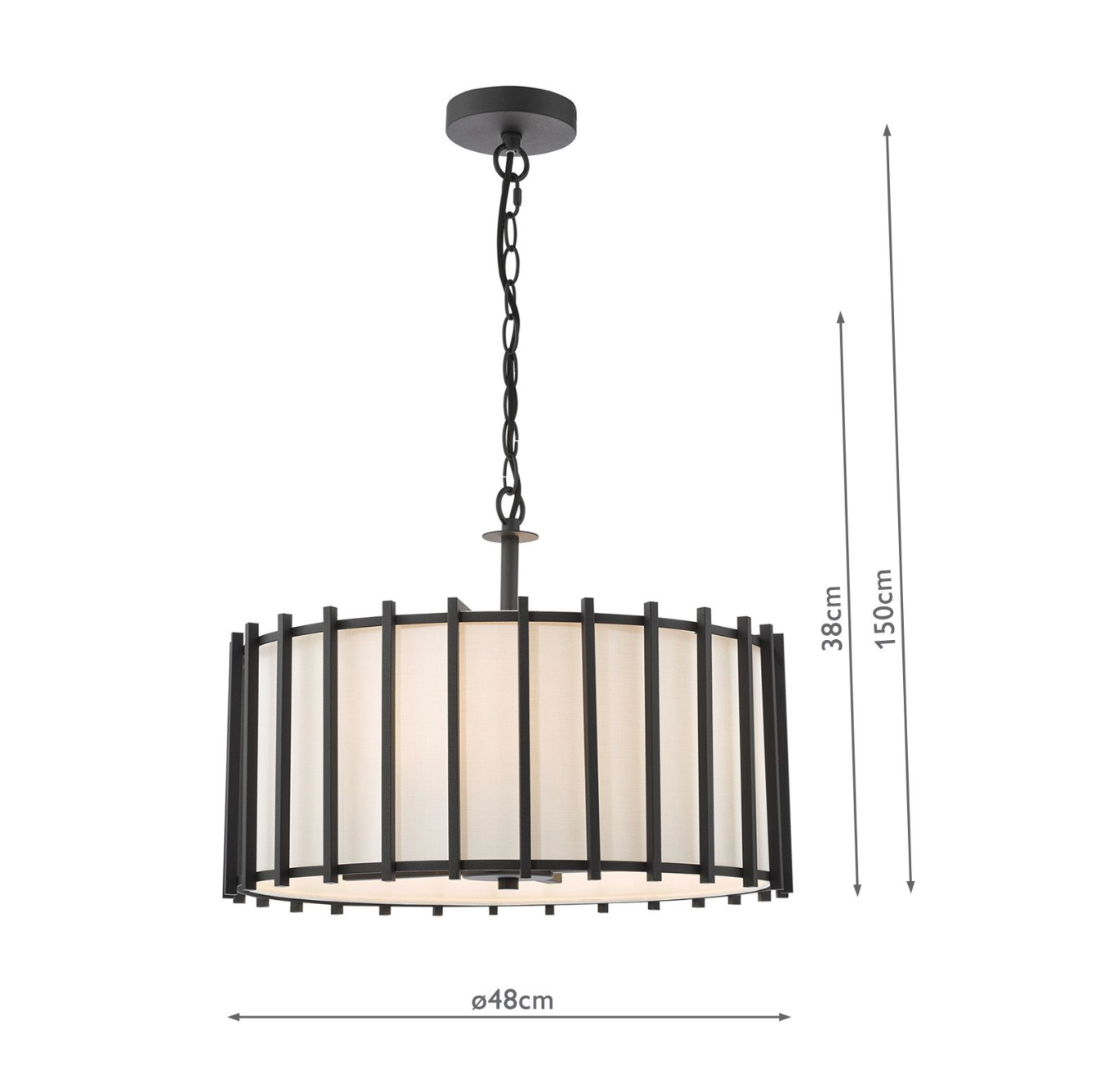 Cagliari 4 Light Pendant Matt Black and Ivory