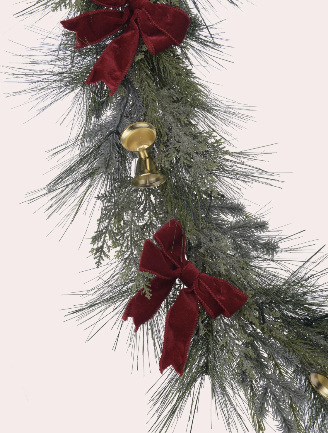 Laura Ashley Green Pre Lit Garland with Bells 180cm