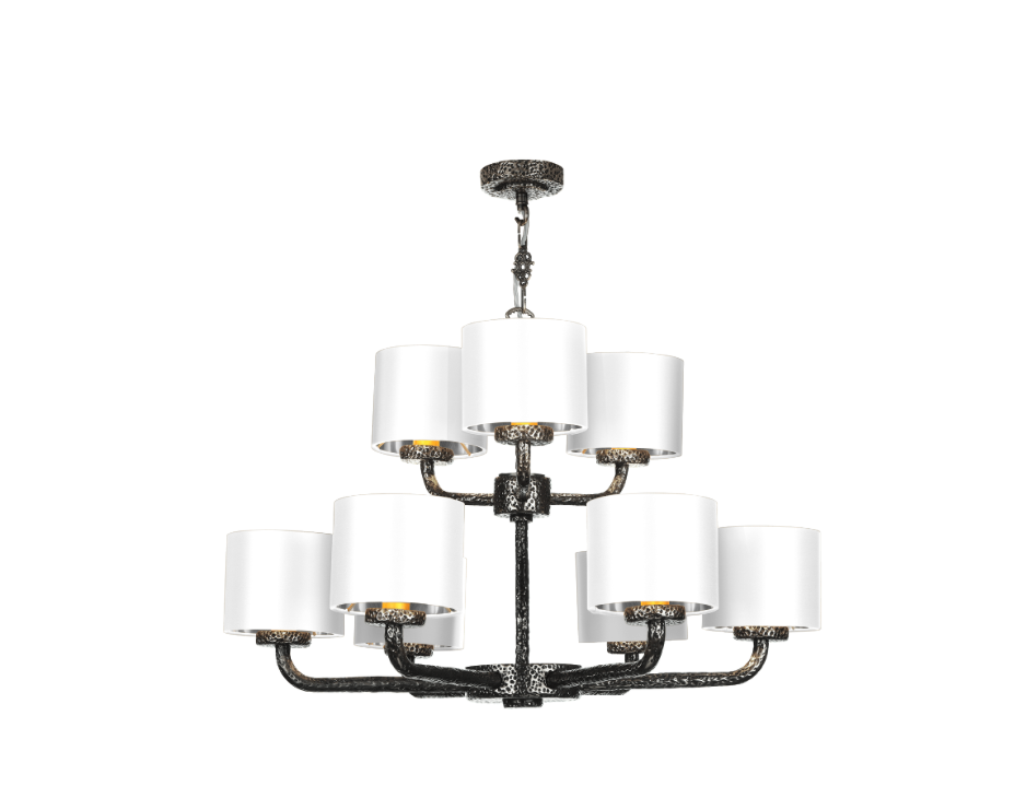 David Hunt Lighting  Sloane 9 Light Complete With Bespoke  Shades Pewter