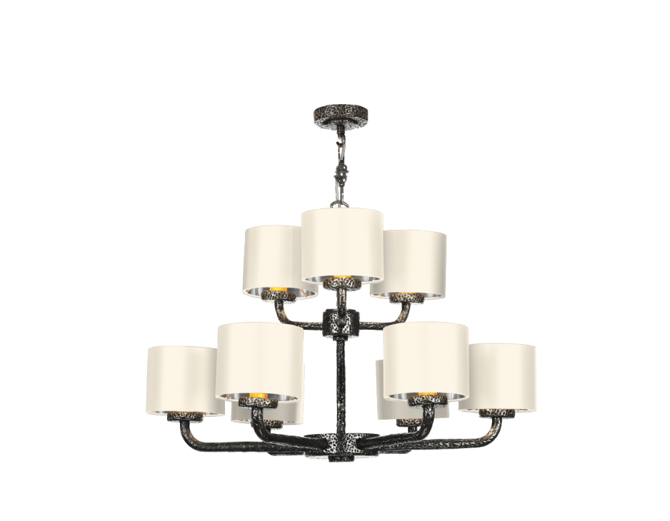 David Hunt Lighting  Sloane 9 Light Complete With Bespoke  Shades Pewter